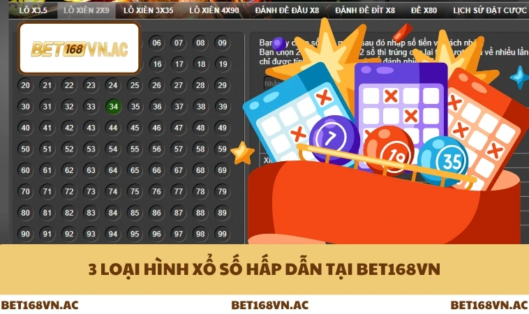3 loại hình xổ số hấp dẫn tại Bet168Vn
