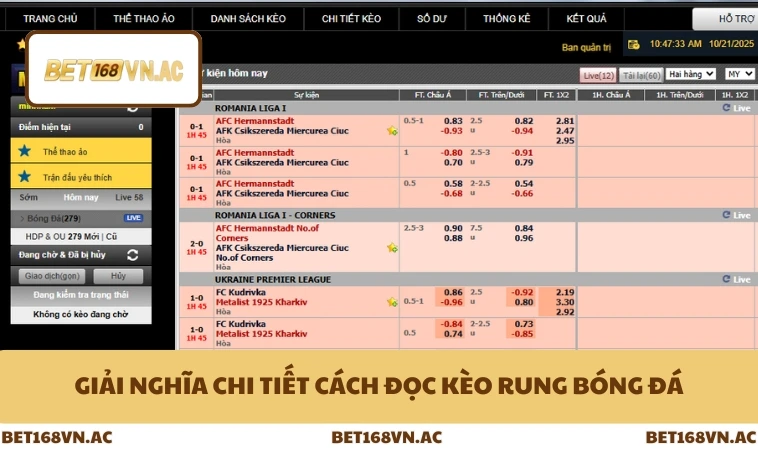 Giải nghĩa chi tiết cách đọc kèo rung bóng đá