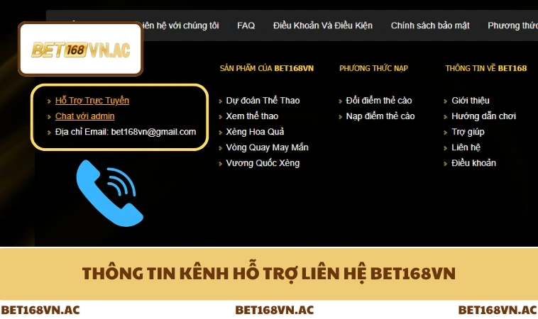 Liên Hệ Bet168Vn 1 Thông tin kênh hỗ trợ liên hệ Bet168Vn